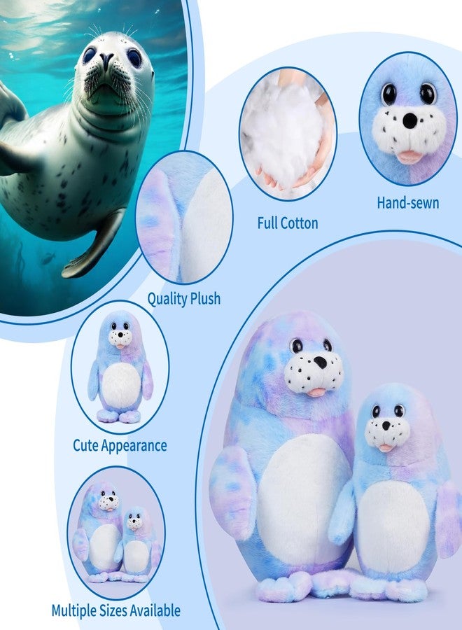 وسادة DYBFONO Chubby Blob Seal، وسادة قطيفة ناعمة متعددة الألوان على شكل فقمة، ألعاب حيوانات محشوة على شكل محيط لمحبي المحيط، هدية فريدة للأطفال. (13.78 بوصة). - Image 3